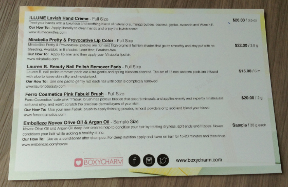 BoxyCharm Beauty Subscription Box Review - May 2014 Card