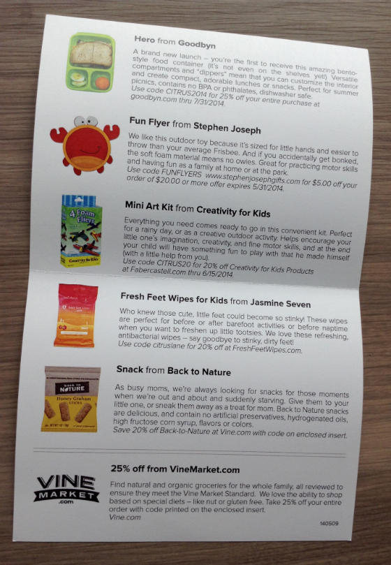 Citrus Lane Review & $20 Coupon Code - May 2014 Card