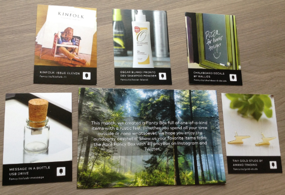 Fancy Box Subscription Review - April 2014 Cards