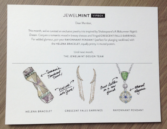 JewelMint VIPBox Subscription Box Review - May 2014 Card