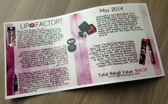 Lip Factory Makeup Subscription Box Review - May 2014 Info