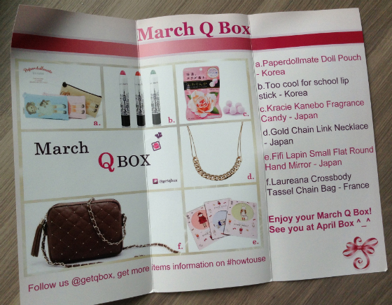 Q Box Subscription Box Review - March 2014 Info