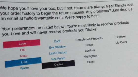 Wantable Makeup Subscription Box Review - May 2014 Info