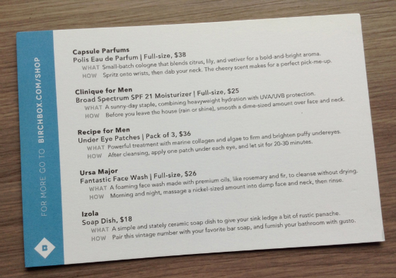 Birchbox Man Review & Coupon - July 2014 Card