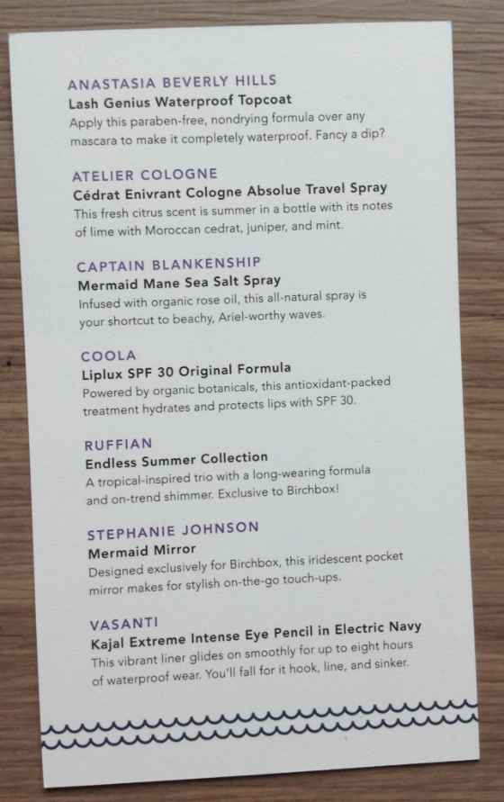 Birchbox Limited Edition: Modern Mermaid Box Review Card