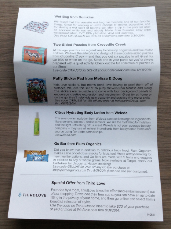 Citrus Lane Subscription Box Review & $20 Coupon - June 2014 Info