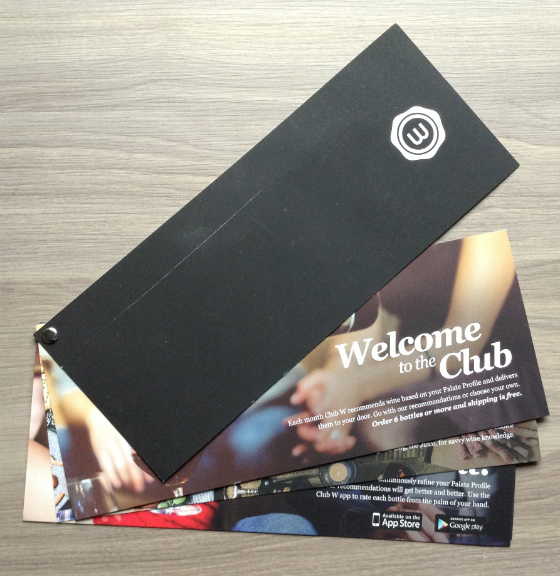 Club W Wine Subscription Box Review - July 2014 Card