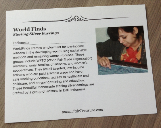 Fair Treasure Subscription Box Review - May 2014 Card