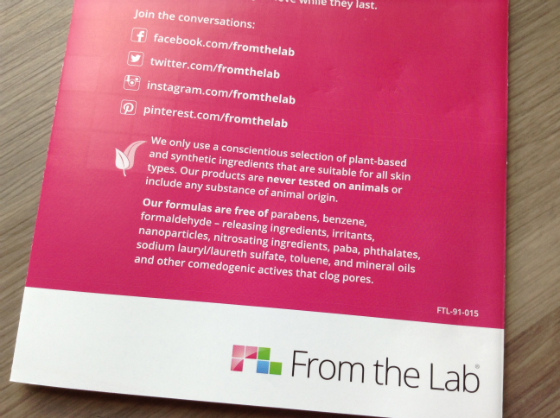 From The Lab Beauty Subscription Box Review - June 2014 Ingredients