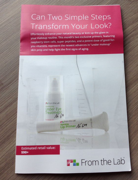 From The Lab Beauty Subscription Box Review - May 2014 Card