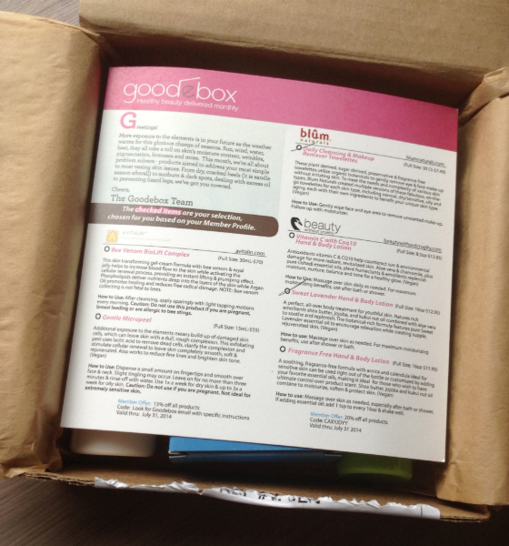 GoodeBox Eco Beauty Subscription Box Review – June 2014 Card