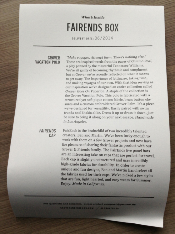 Grover & Friends Men’s Clothing Subscription Review – June 2014 Info