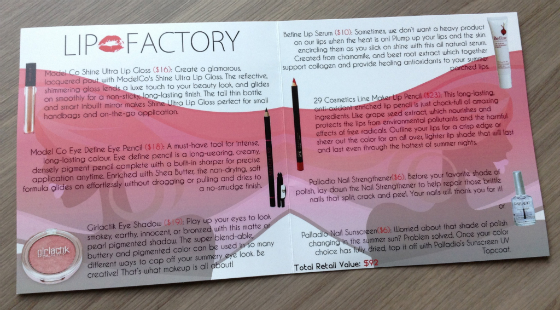 Lip Factory Beauty Subscription Box Review - June 2014 Info