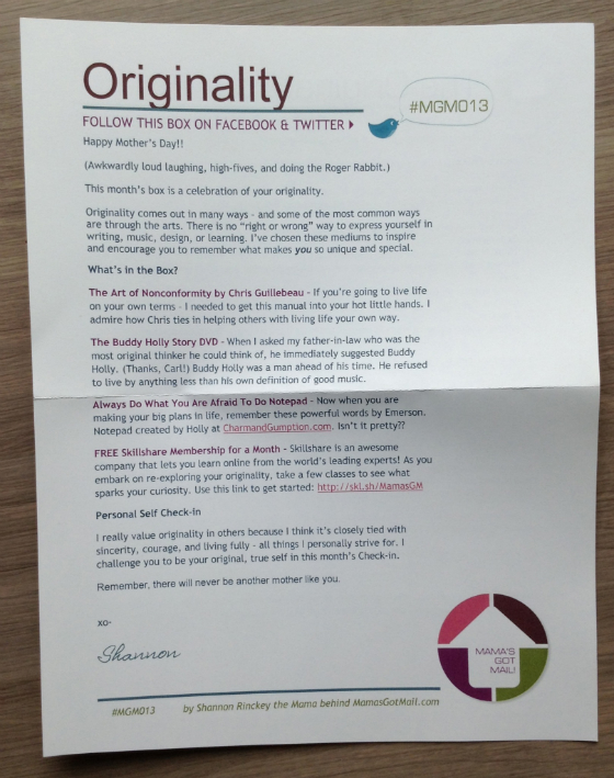 Mama’s Got Mail Subscription Box Review – May 2014 Card
