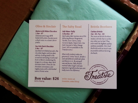 Treatsie Review & Free Box Coupon - June 2014 Card