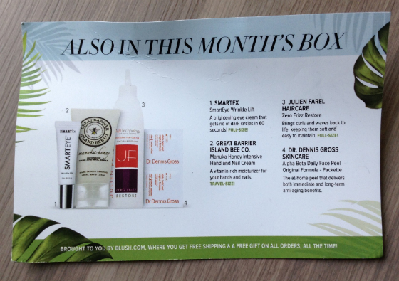 Blush Mystery Beauty Box Subscription Review - July 2014 Card