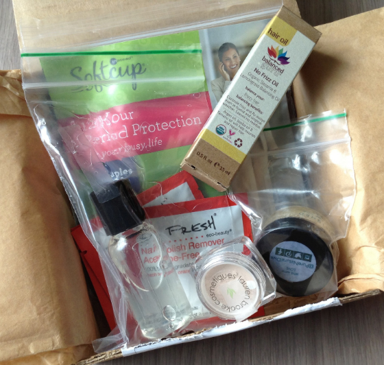 GoodeBox Eco Beauty Subscription Box Review - July 2014 Iems