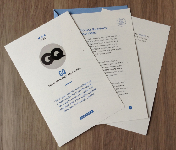 GQ Quarterly Subscription Box Review #GQQ01 Letter