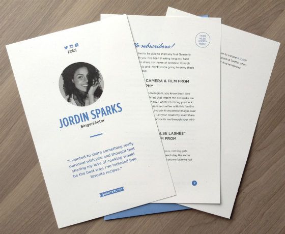 Jordin Sparks Quarterly Subscription Box Review #JOR01 Letter