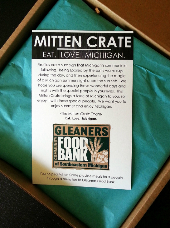 Mitten Crate Subscription Box Review - July 2014 Food Bank