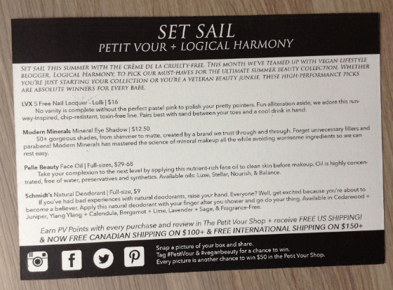 Petit Vour Vegan Beauty Subscription Box Review – July 2014 Info