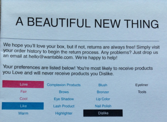Wantable Makeup Subscription Box Review - July 2014 Info