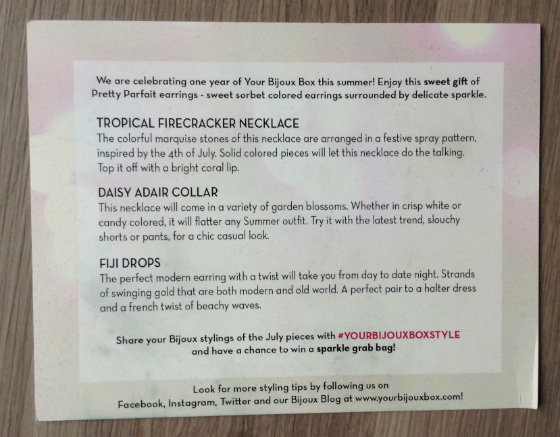 Your Bijoux Box Jewelry Subscription Box Review - July 2014 Info
