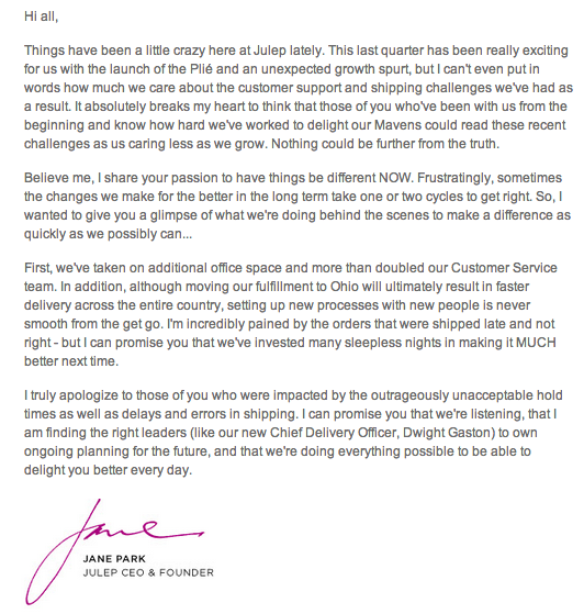Jane's Letter