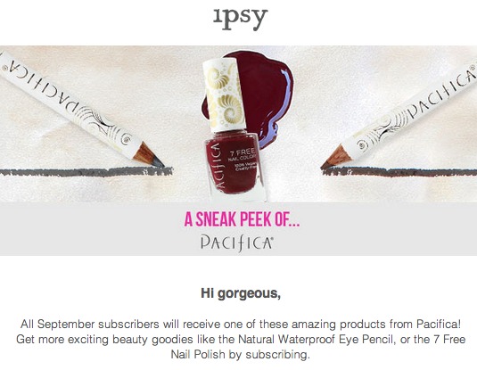 Ipsy September 2014 Spoilers! Pacifica