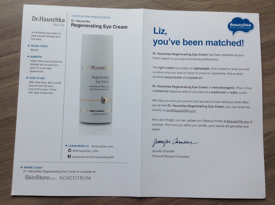 Beauty DNA Subscription Box Review – August 2014 Card
