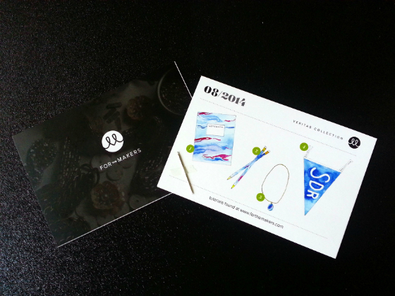 For the Makers DIY Subscription Box Review - August 2014 Card