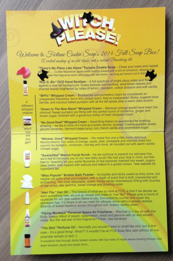 Fortune Cookie Soap Box Subscription Review - Fall 2014 Info