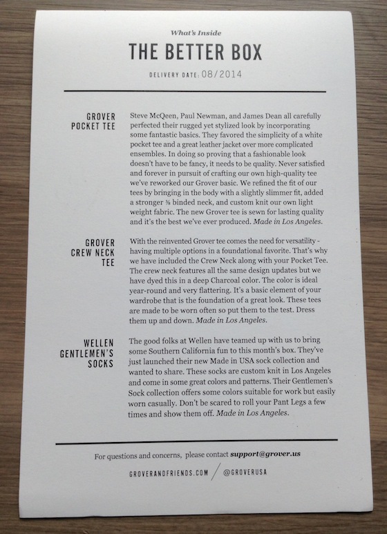 Grover & Friends Men’s Clothing Subscription Review – August 2014 Info