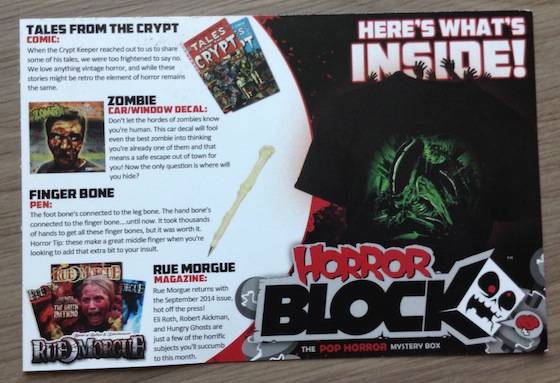 Horror Block Subscription Box Review – August 2014 Info