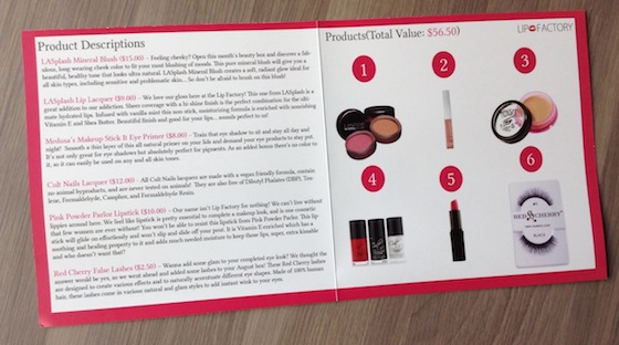 Lip Factory Beauty Subscription Box Review – August 2014 Info