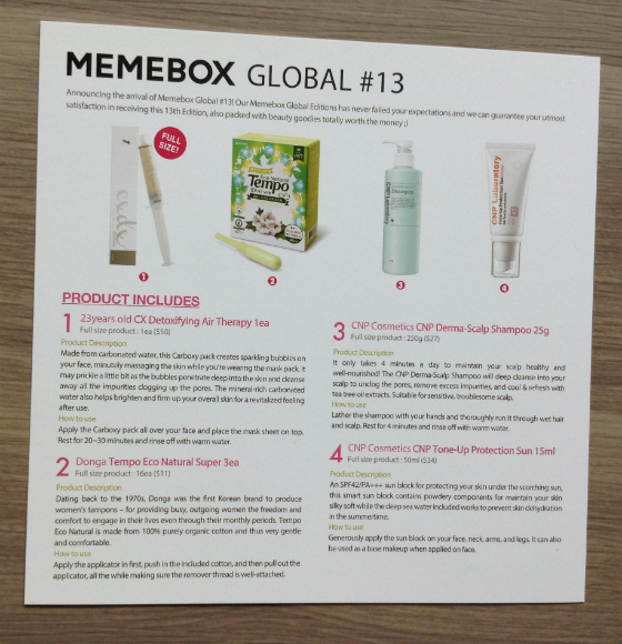 MemeBox Beauty Box Review - Global #13 Info