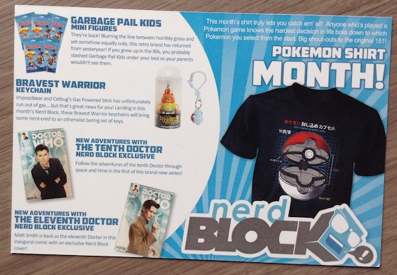 Nerd Block Subscription Box Review - August 2014 Card