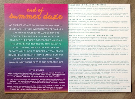 Social Bliss The Style Box Subscription Review – August 2014 Card