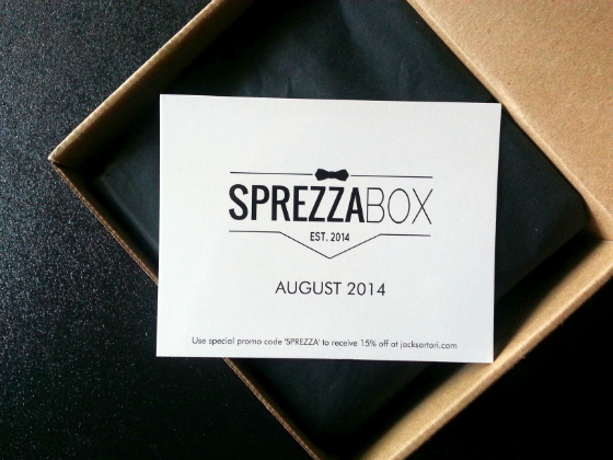 SprezzaBox Subscription Box Review - August 2014 Card