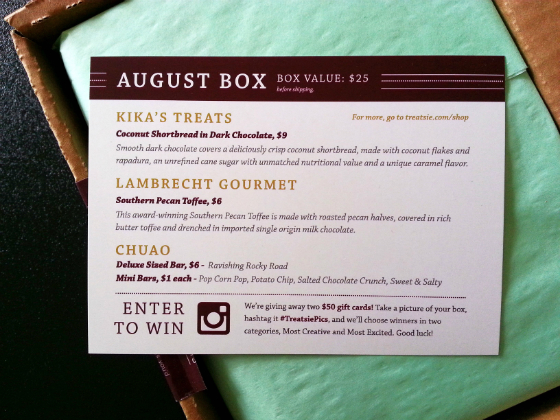 Treatsie Subscription Box Review – August 2014 Card