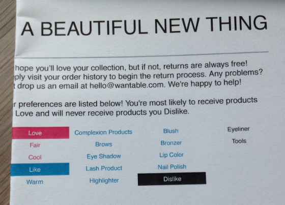 Wantable Makeup Subscription Box Review - August 2014 Info
