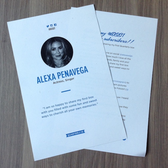 Alexa Penavega Quarterly Subscription Box Review Letter
