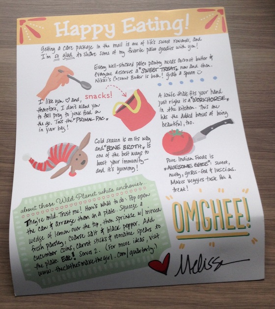 Melissa Joulwan Quarterly Box Review #EAT01 Info