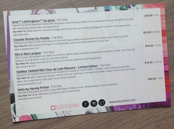 BoxyCharm Beauty Subscription Box Review – September 2014 Card