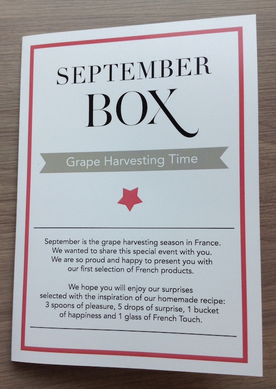 French Box Subscription Review - September 2014 Box Info