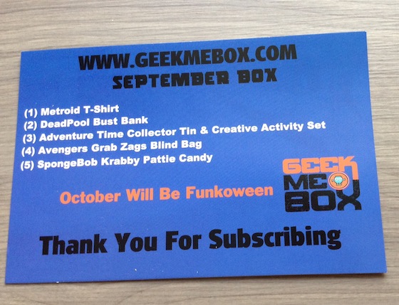 Geek Me Box Subscription Review - September 2014 Info
