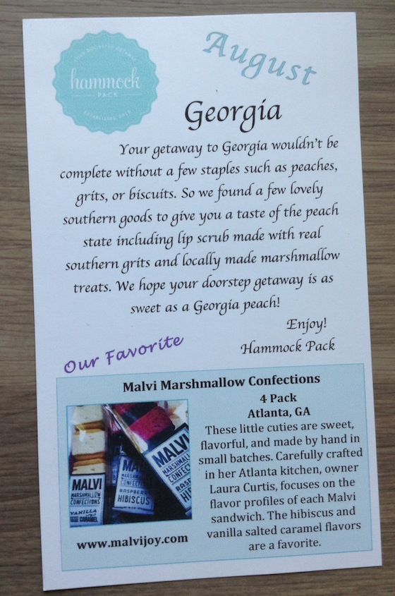 Hammock Pack Subscription Box Review – August 2014 Georgia