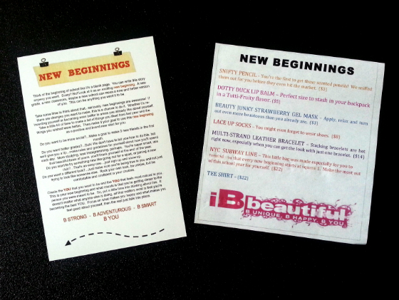 iBBeautiful Subscription Box Review - September 2014 Card