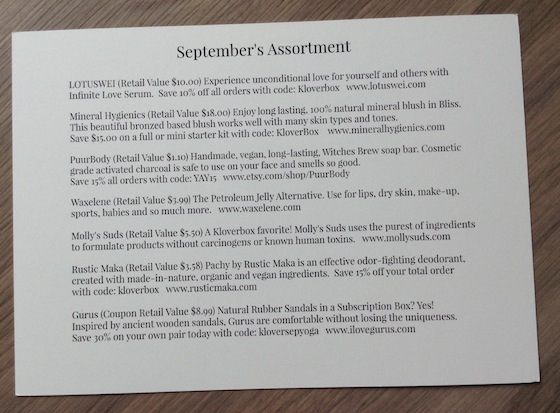KloverBox Subscription Box Review & Coupon - September 2014 Info