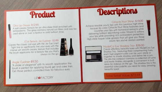 Lip Factory Beauty Subscription Box Review – September 2014 Info